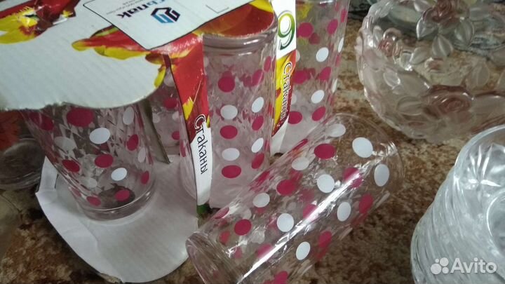 Посуда стекло разная стаканы, конфетницы