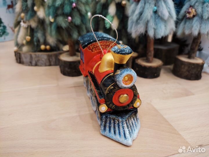 Ёлочная игрушка статуэтка Хогвартс экспресс фарфор