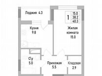 1-к. квартира, 40,3 м², 4/17 эт.