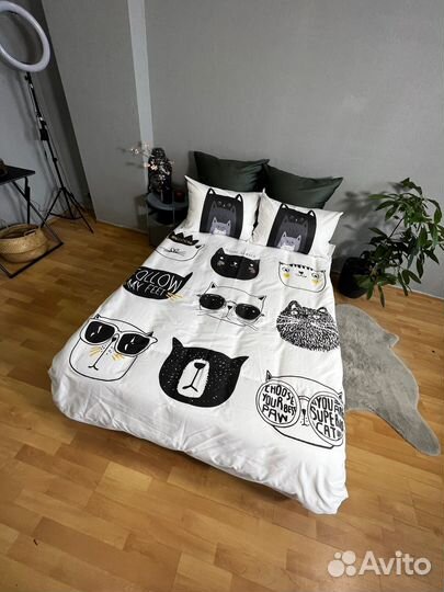 Белье постельное с котиками египеткий хлопок