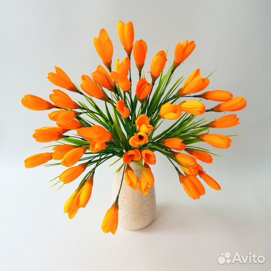 Крокусы-подснежники искусственные, ярко-оранжевые