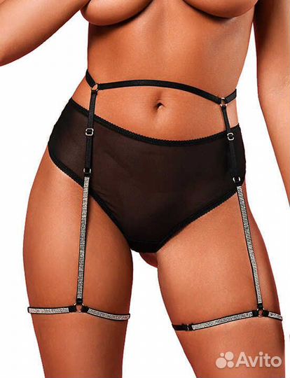 Черный пояс с гартерами S/M