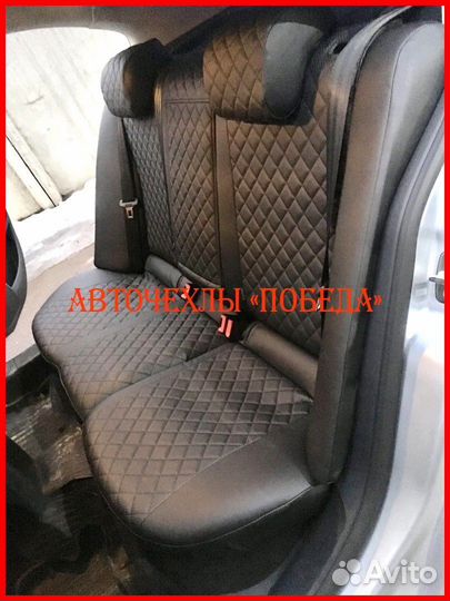 Чехлы Skoda Octavia A5 из экокожи чёрные Ромб