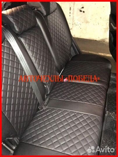 Чехлы Ssangyong Actyon из экокожи чёрные Ромб