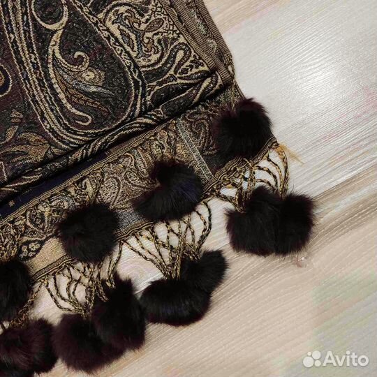 Палантин из кашемира с мехом кролика