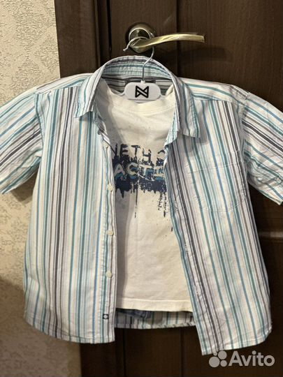 Комплект футболка+рубашка+шорты на мальчика 5 лет