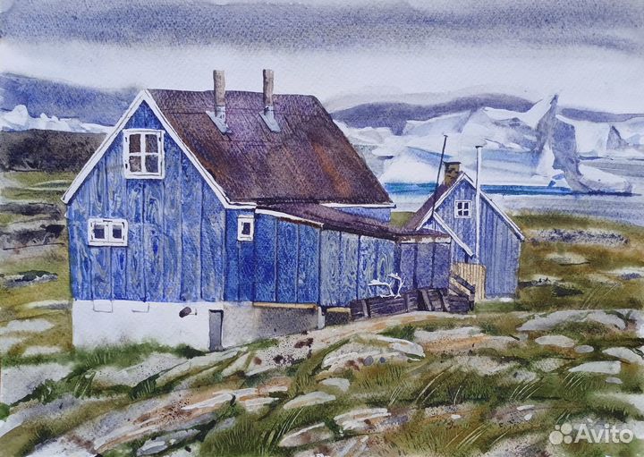 Картина, акварель. Гренландия