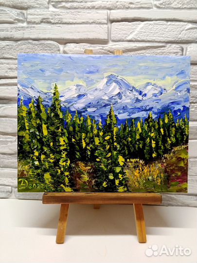 Горный пейзаж картина 20 х 25 см