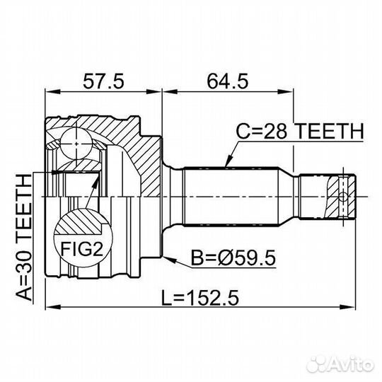 Шрус mitsubishi lancer X 1.5 07- нар