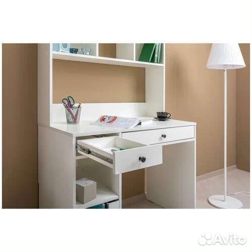 Стол письменный белый с полкой 100х55