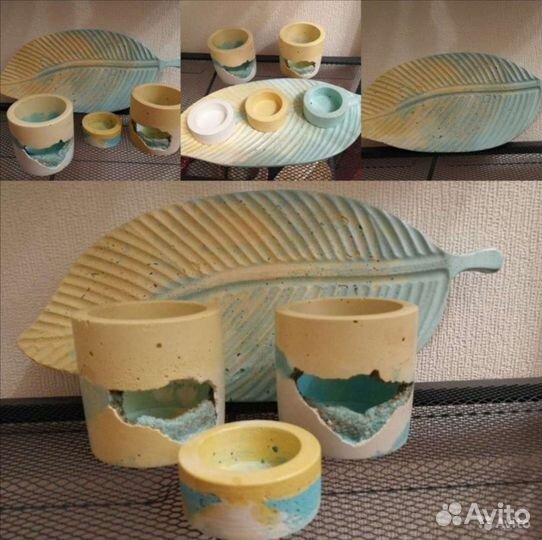 Декор из бетона. Подсвечники. Предметы интерьера