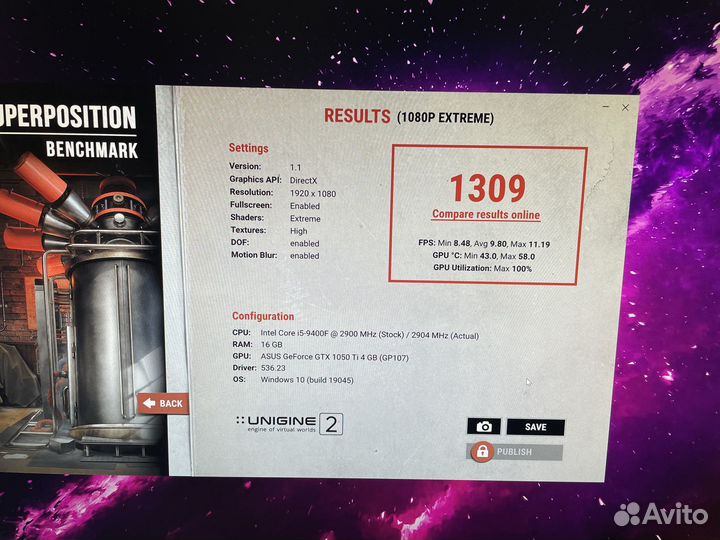 GTX 1050 ti 4gb с подсветкой