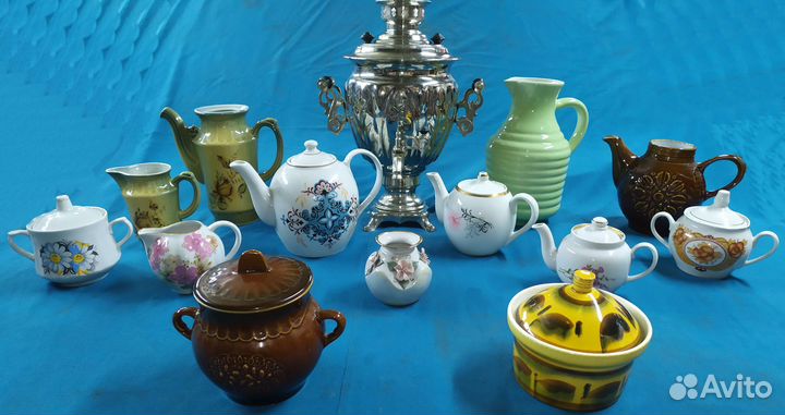 Самовар, заварники, кувшины, кружки, чашки. Винтаж