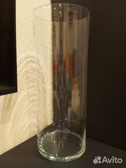 Ваза большая напольная стекло H50,D20 цилиндр