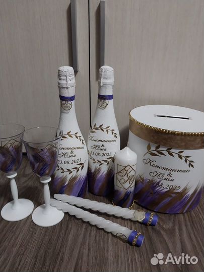 Свадебные бутылки и бокалы