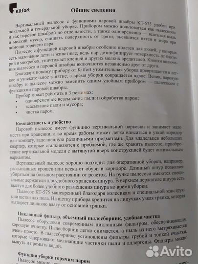 Вертикальный паровой пылесос