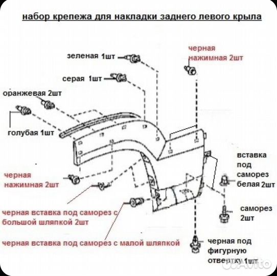Клипсы боковых расширителей TLC Prado120