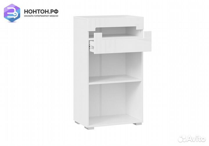 Тумба комбинированная Фьюжн белый / белый глянец