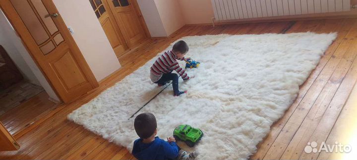 Плед ковёр коврик белый меховая овчина