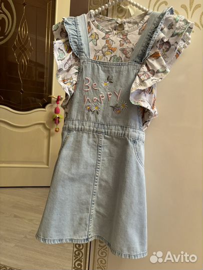 Сарафан джинсовый+футболка p. 122