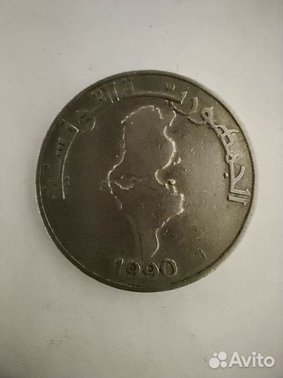 Монета 1 динар Тунис
