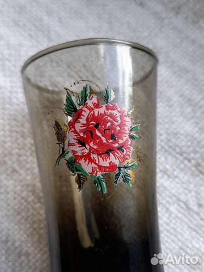 Стопки/цветное стекло/6 шт/роза