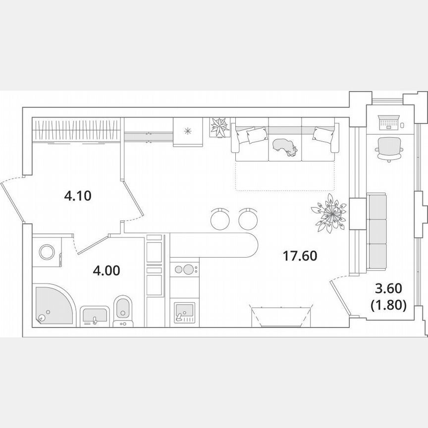 Квартира-студия, 64,7 м², 12/13 эт.