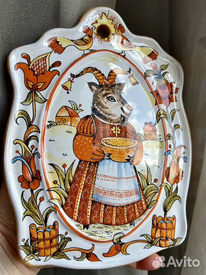 Доска сырная Коза ярославская майолика