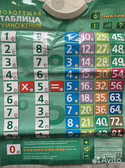 Электронный плакат «знаток» таблица умножения