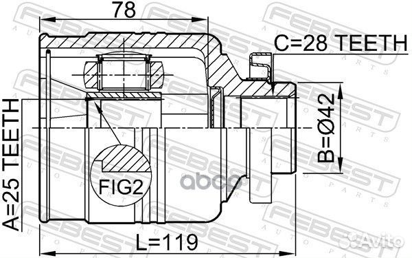 ШРУС внутренний правый 25X42X28 hyundai porter 06