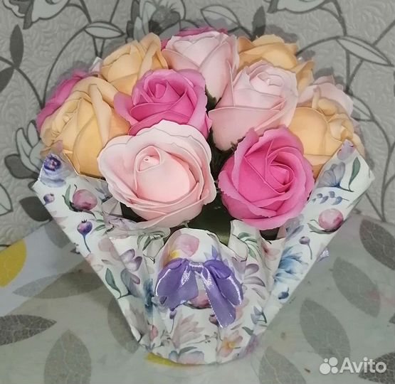 Букет из мыльных роз
