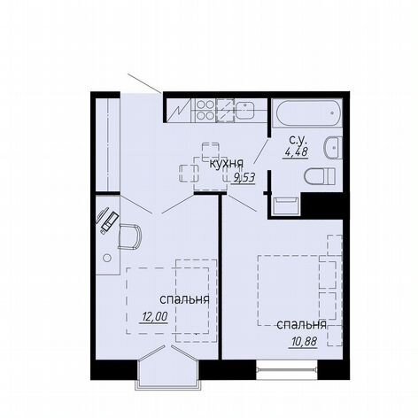2-к. апартаменты, 36,9 м², 10/10 эт.