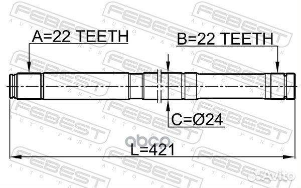 Полуось левая 22x421x22 (nissan almera B10RS (C