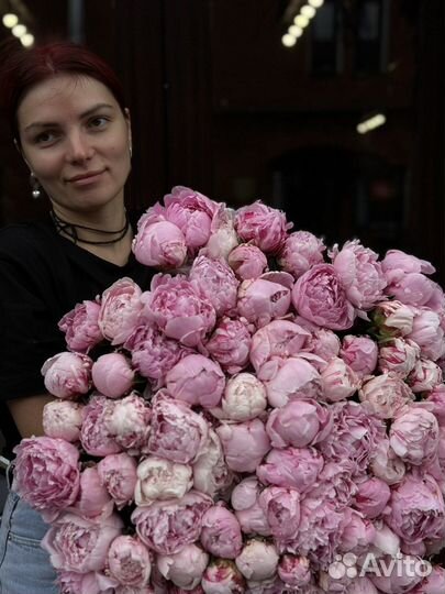 Пион. Букет из 101 пиона. Розовый пион