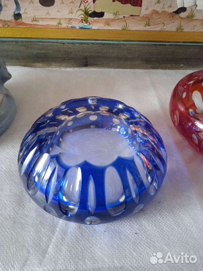 Пепельница цветной хрусталь