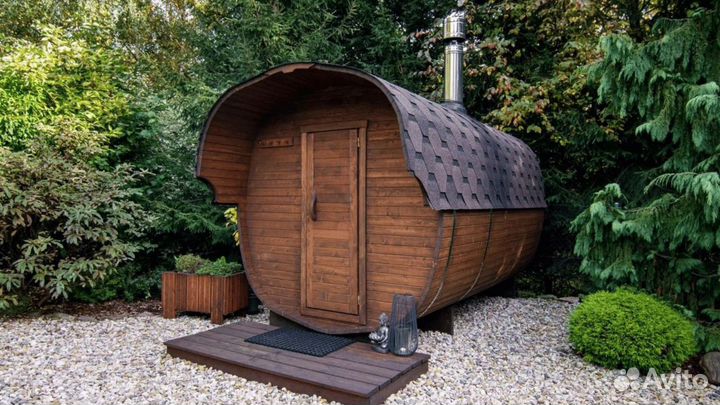 Круглая баня бочка, готовая баня