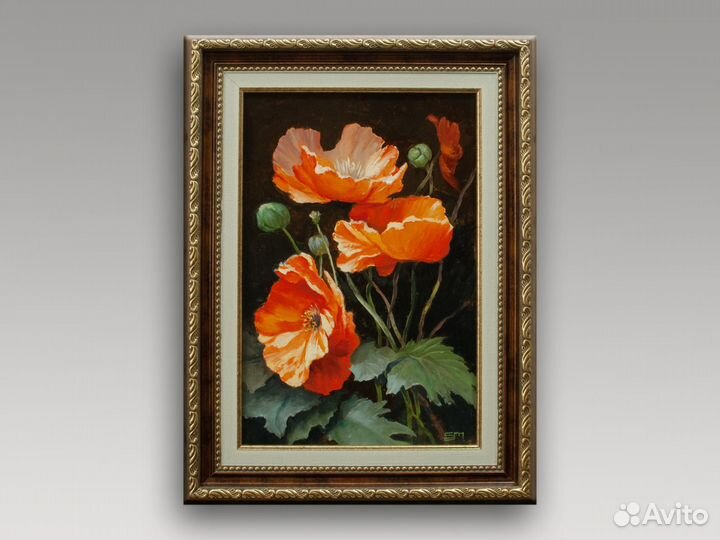 Картина маслом цветы Маки