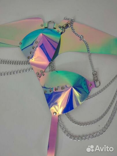 Голографический бра лиф для танца gogo