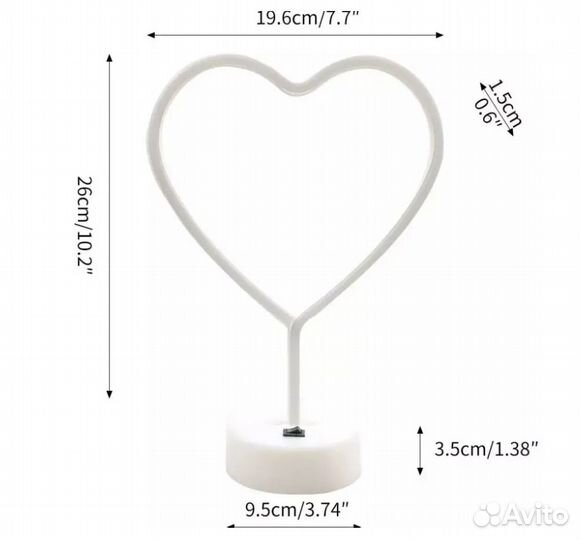 Светильник ночник комнату неоновое сердце на подст