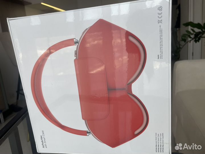 Airpods max Pink with red headband