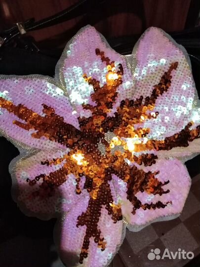 Термонаклейка пайетки, розово-терракотовая