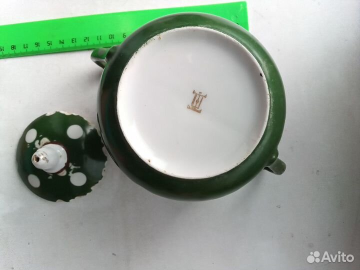 Сахарница горошек дореволюционая трезубец Кузнецов