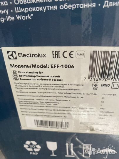 Вентилятор напольный electrolux EFF-1006