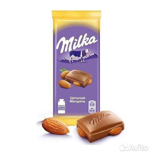 Шоколад Milka с цельным миндалём 90 г