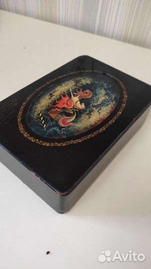 Шкатулка Мстера бесы Шилов.Лак, папье маше. Винтаж