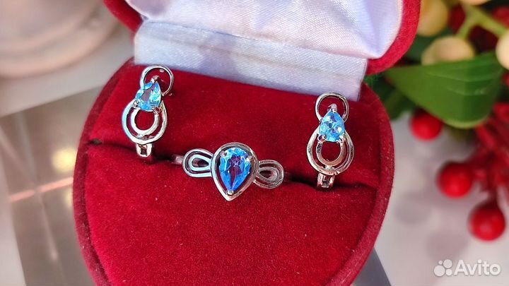 Комплект с топазами 1,85 ct, 18 р-р, 5,95 гр, 925