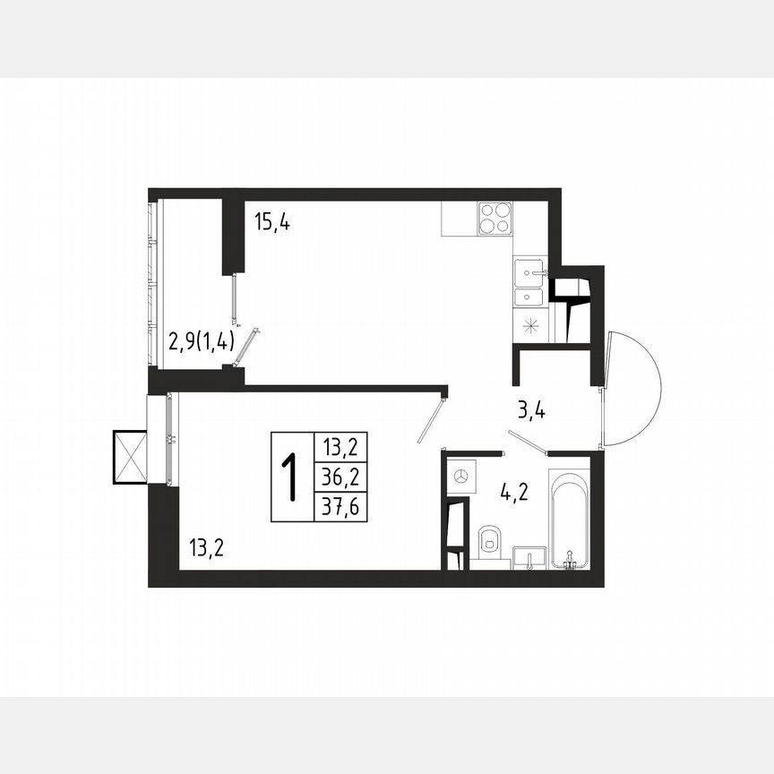 1-к. квартира, 37,6 м², 8/10 эт.