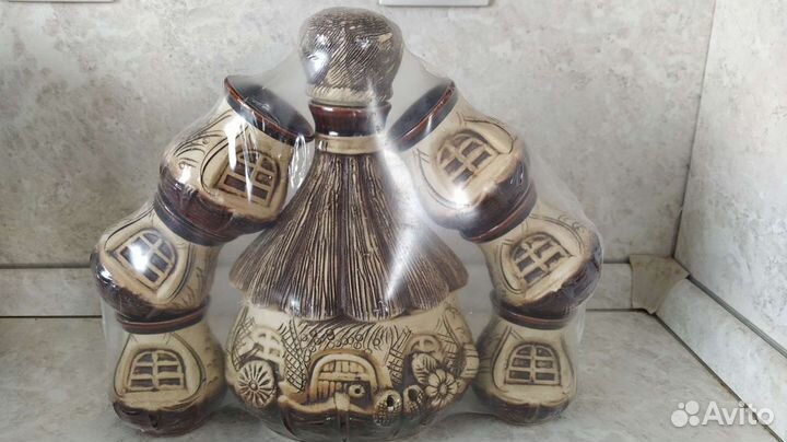 Набор графин и рюмки глиняный