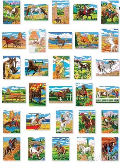 Раскраска creative haven horses