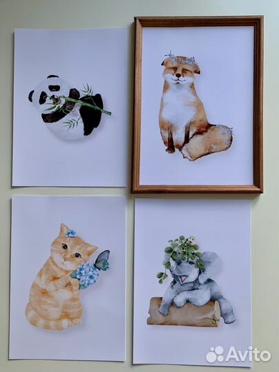 Детские постеры 4 шт. в комплекте